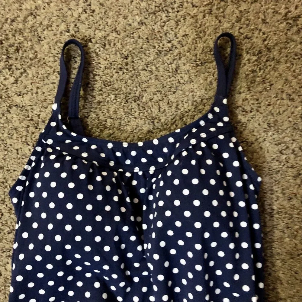 Lands End Maternity Swim Suit Womens 6 Used Navy Polka Dot One Piece - Picture 12 of 15